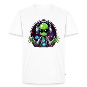 Space Rave Alien Techno Party DJ - Männer Premium Bio T-Shirt - Weiß - Vorne - Nico (187cm)