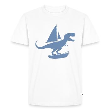 Minimalist dinghy with T-Rex summer - Men's Premium Organic T-Shirt - white - Front - Nico (187cm)