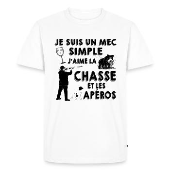 Chasse et Apéro Pour Un Mec Simple Cadeau Papa - T-shirt Premium bio Homme - blanc - Devant - Nico (187cm)