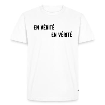 En Vérité En vérité N - T-shirt Premium bio Homme - blanc - Devant - Nico (187cm)