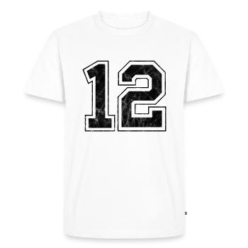 Number 12 - Men's Premium Organic T-Shirt - white - Front - Nico (187cm)