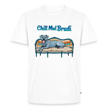 Chill out Brudi Chien - T-shirt Premium bio Homme - blanc - Devant - Nico (187cm)