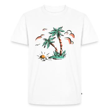 Palm trees beach sun summer - Men's Premium Organic T-Shirt - white - Front - Nico (187cm)