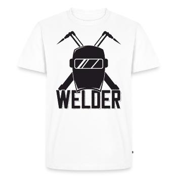 Casque de soudeur pour fiers métallurgistes - T-shirt Premium bio Homme - blanc - Devant - Nico (187cm)