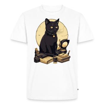 Chat noir avec des livres Bombay Cat Book Cats - T-shirt Premium bio Homme - blanc - Devant - Nico (187cm)