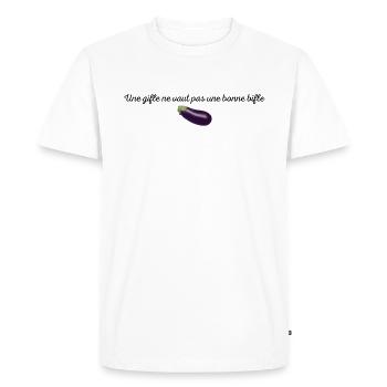 Une gifle ne vaut pas une bonne bifle - T-shirt Premium bio Homme - blanc - Devant - Nico (187cm)
