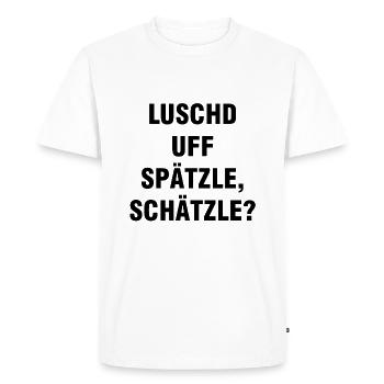 Swabian sayings | Swabian Spaetzle Gifts - Men's Premium Organic T-Shirt - white - Front - Nico (187cm)