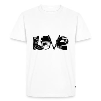 Tee-shirt coureur de ski | Apre ski cadeaux au domaine skiable - T-shirt Premium bio Homme - blanc - Devant - Nico (187cm)