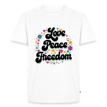 Hippie | Paix Paix Liberté Les hippies Cadeaux - T-shirt Premium bio Homme - blanc - Devant - Nico (187cm)
