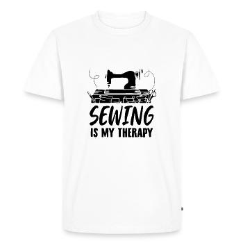 Machine à coudre | Couture couturière hobby cadeaux en tissu - T-shirt Premium bio Homme - blanc - Devant - Nico (187cm)