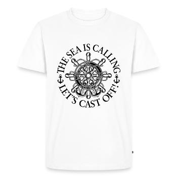 La mer appelle - partons! - T-shirt Premium bio Homme - blanc - Devant - Nico (187cm)