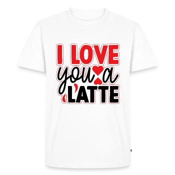 Je t’aime un latte - T-shirt Premium bio Homme - blanc - Devant - Nico (187cm)