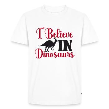 I Believe In Dinosaurs - Men's Premium Organic T-Shirt - white - Front - Nico (187cm)