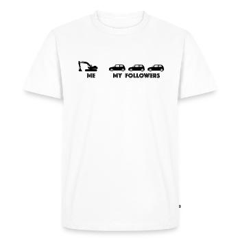 Moi et mes abonnés | Excavatrice, Chantier - T-shirt Premium bio Homme - blanc - Devant - Nico (187cm)