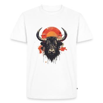 Cornes de taureau visage Art numérique Coloré - T-shirt Premium bio Homme - blanc - Devant - Nico (187cm)
