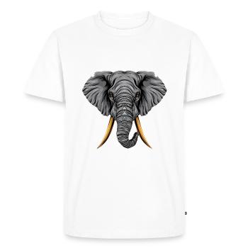Majestic Elephant: Geometric Tribal Wisdom - Men's Premium Organic T-Shirt - white - Front - Nico (187cm)
