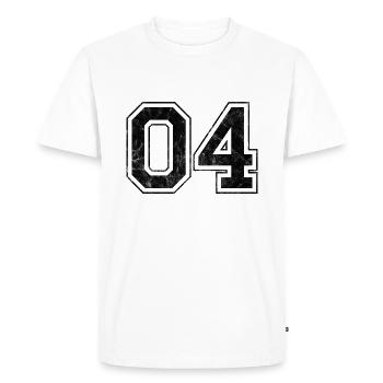 Number 04 - Men's Premium Organic T-Shirt - white - Front - Nico (187cm)
