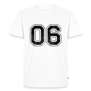 Numéro 06 - T-shirt Premium bio Homme - blanc - Devant - Nico (187cm)