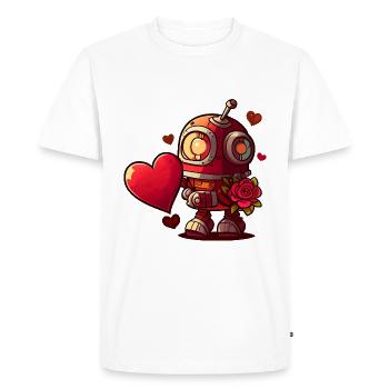 Les robots de la Saint-Valentin adorent #love - T-shirt Premium bio Homme - blanc - Devant - Nico (187cm)