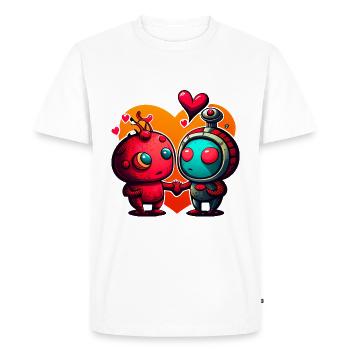 Les robots de la Saint-Valentin adorent #love - T-shirt Premium bio Homme - blanc - Devant - Nico (187cm)