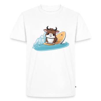 Vache surfeuse, design animal sportif - T-shirt Premium bio Homme - blanc - Devant - Nico (187cm)