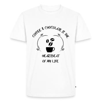 Café, expresso, café et chocolat - T-shirt Premium bio Homme - blanc - Devant - Nico (187cm)
