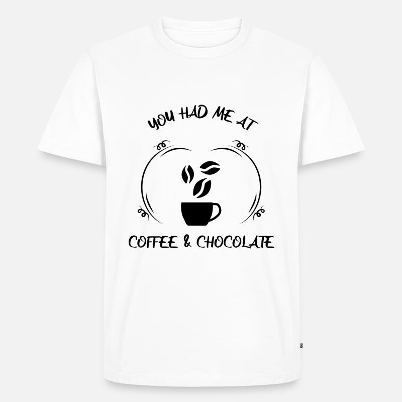 Kaffee Espresso Käffchen & Schokolade - Männer Premium Bio T-Shirt - Weiß