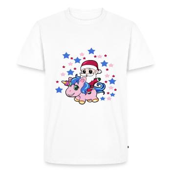 Père Noël licorne Babysitting - T-shirt Premium bio Homme - blanc - Devant - Nico (187cm)