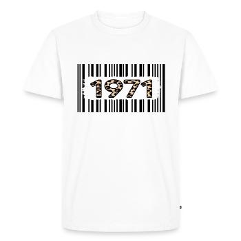 1971 anniversaire 51 ans anniversaire code-barres léopard - T-shirt Premium bio Homme - blanc - Devant - Nico (187cm)