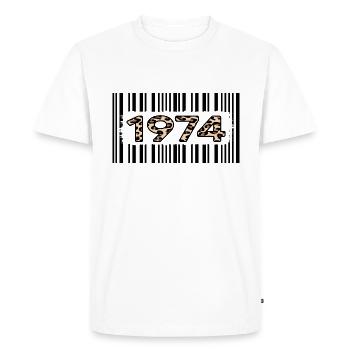1974 anniversaire 48 ans anniversaire code-barres léopard - T-shirt Premium bio Homme - blanc - Devant - Nico (187cm)