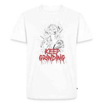 Continuez à moudre - T-shirt Premium bio Homme - blanc - Devant - Nico (187cm)