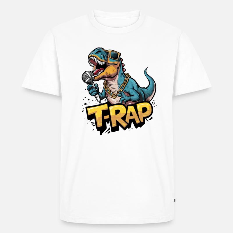 T-Rap Dinosaurier Rapper - Männer Premium Bio T-Shirt - Weiß