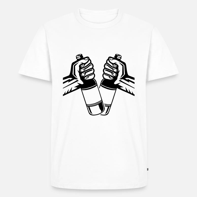 bier flasche anstossen - Männer Premium Bio T-Shirt - Weiß