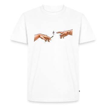 Michelangelo Pass the joint Comic 420 Weed - Men's Premium Organic T-Shirt - white - Front - Nico (187cm)