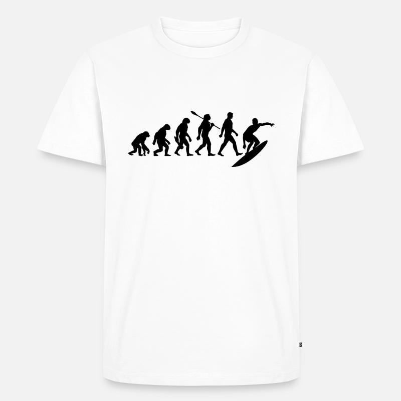 Evolution Surfer - Surfen - Surfbrett - Männer Premium Bio T-Shirt - Weiß