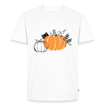 Citrouilles avec chat noir - T-shirt Premium bio Homme - blanc - Devant - Nico (187cm)