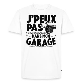 Je Peux Pas J'ai Des Trucs À Faire Dans Mon Garage - T-shirt Premium bio Homme - blanc - Devant - Nico (187cm)