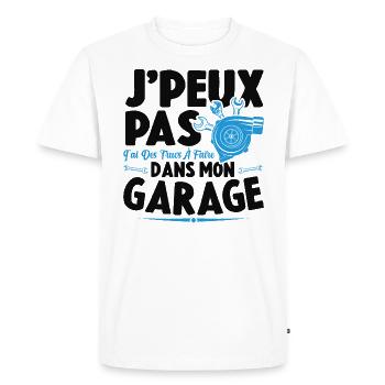 Je Peux Pas J'ai Des Trucs À Faire Dans Mon Garage - T-shirt Premium bio Homme - blanc - Devant - Nico (187cm)