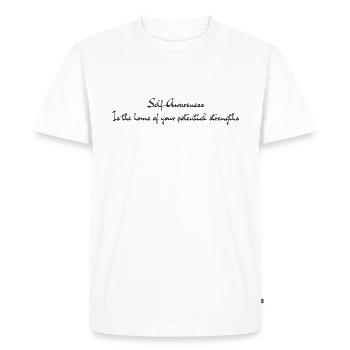 (Self awareness) words of wisdom for your mindset - Men's Premium Organic T-Shirt - white - Front - Nico (187cm)