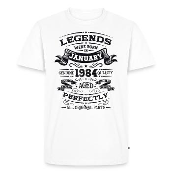 40th birthday Legendary since January Born in 1984 - Men's Premium Organic T-Shirt - white - Front - Nico (187cm)