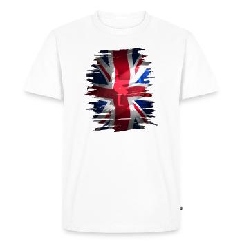 Union Jack skater drapeau britannique Angleterre Londres Brexit - T-shirt Premium bio Homme - blanc - Devant - Nico (187cm)