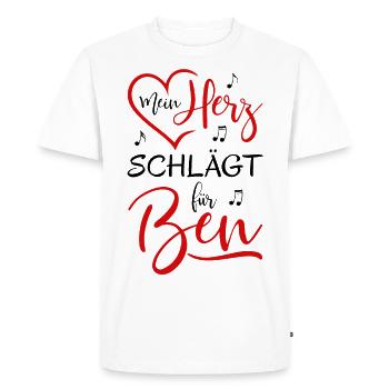 My heart beats red for Ben - Men's Premium Organic T-Shirt - white - Front - Nico (187cm)