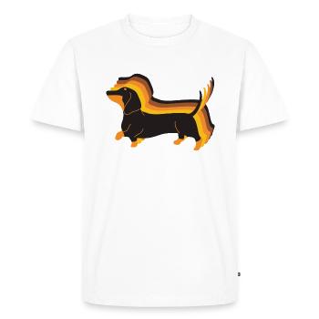 Happy Dachshund Retro Dachshund is looking forward to walking - Men's Premium Organic T-Shirt - white - Front - Nico (187cm)