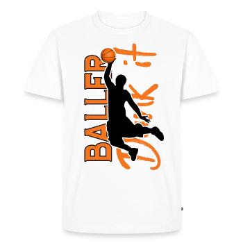 Basket- joueur de basket slam dunk baller - T-shirt Premium bio Homme - blanc - Devant - Nico (187cm)
