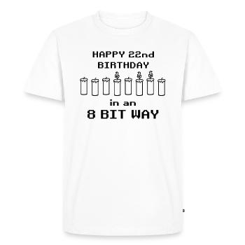 binary happy birthday 8bit 22nd birthday nerd gamer - Men's Premium Organic T-Shirt - white - Front - Nico (187cm)