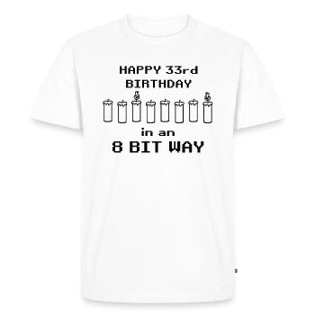 binaire joyeux anniversaire 8bit 33 anniversaire nerd gamer - T-shirt Premium bio Homme - blanc - Devant - Nico (187cm)