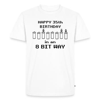 binary happy birthday 8bit 35 birthday nerd gamer - Men's Premium Organic T-Shirt - white - Front - Nico (187cm)