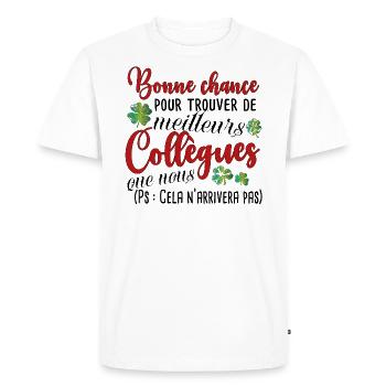 Humour Collègue Collègues Cadeau Départ Retraite - T-shirt Premium bio Homme - blanc - Devant - Nico (187cm)