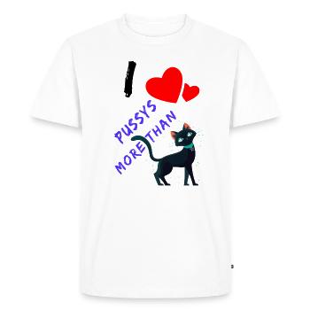 J’aime Pussys plus que les chats. J’aime la chatte - T-shirt Premium bio Homme - blanc - Devant - Nico (187cm)