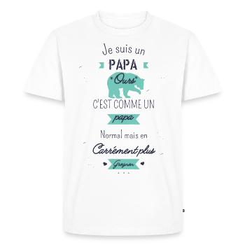 Papa ours - T-shirt Premium bio Homme - blanc - Devant - Nico (187cm)